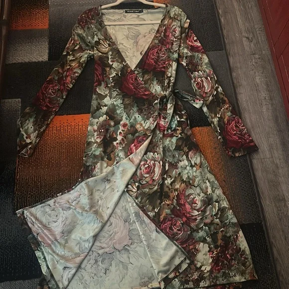 NWO JALOUX /Zalu rayon Wrap around Vintage Gorgeous Dress Size Large See video - Picture 1 of 12